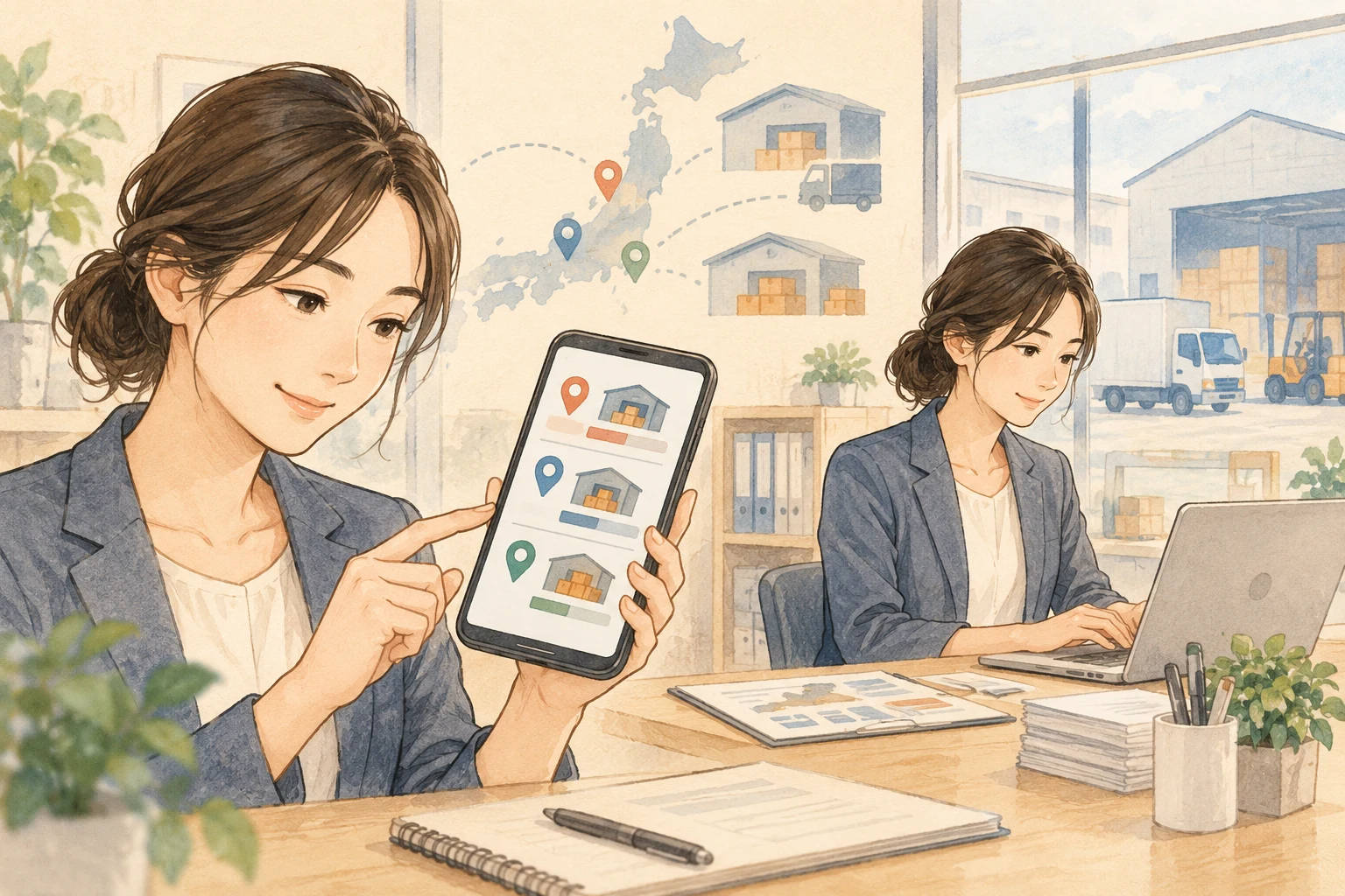 倉庫への問い合わせ担当の業務イメージ