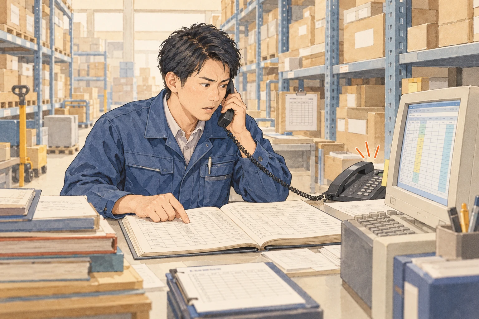 在庫を確認する担当者の業務イメージ